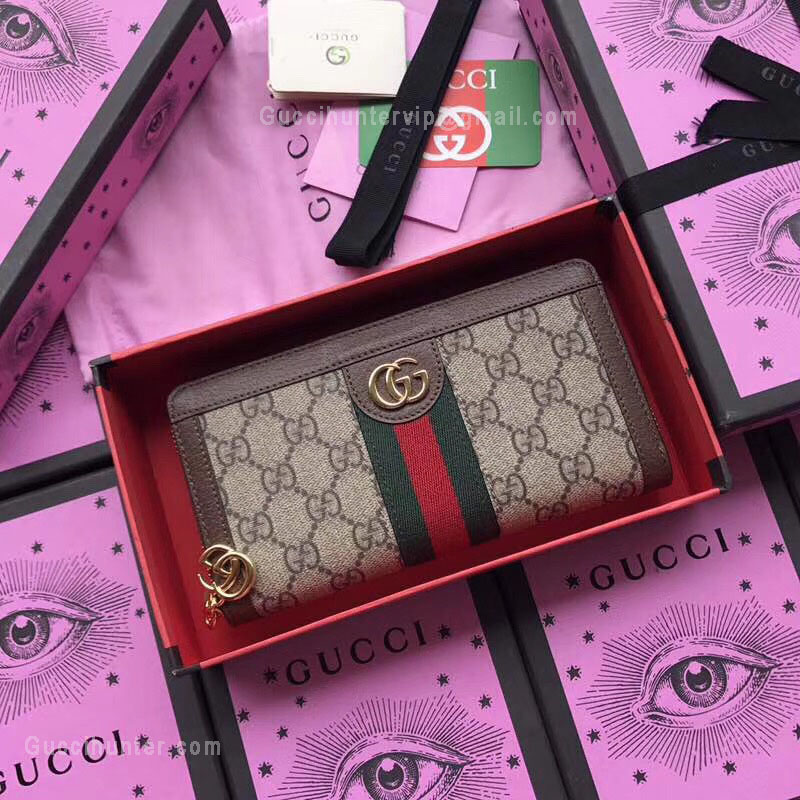 Gucci Ophidia GG Zip Around Wallet Brown 523154